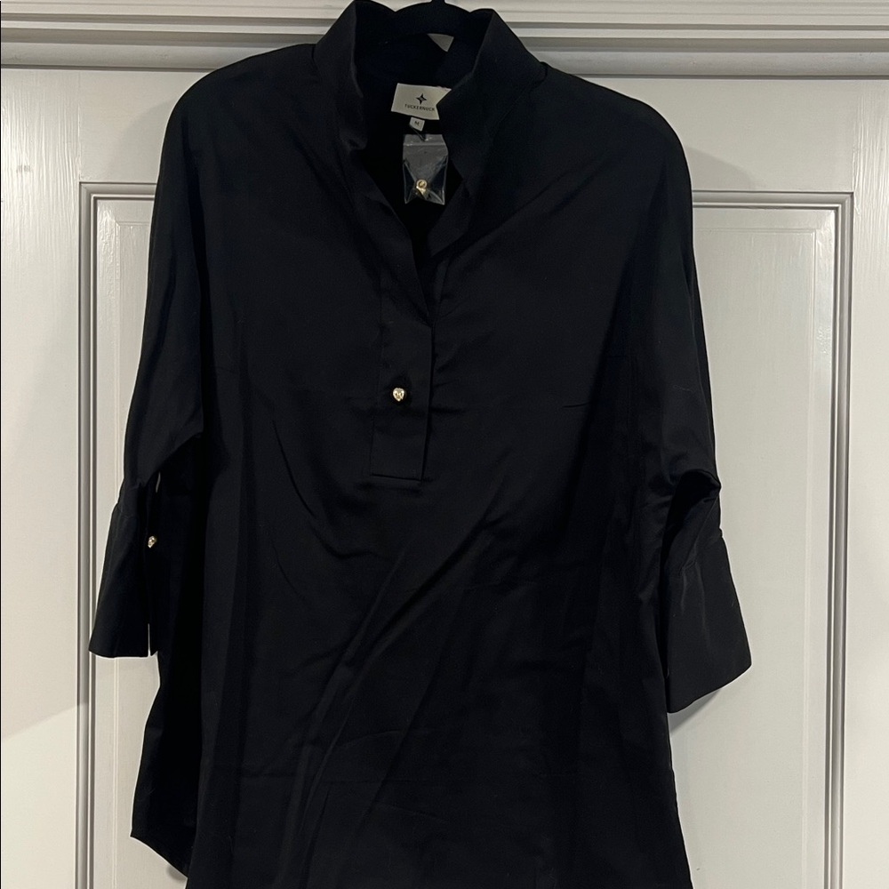 Tuckernuck Black Blouse with Gold Accents